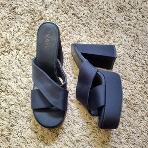 RAYE Criss Platform Nylon Slip On Sandals In Black Sz 8